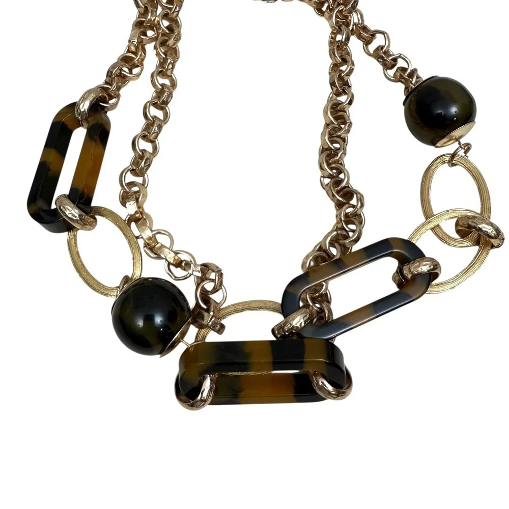 Catherines Womens Long Statement Necklace Gold Chain Link Chunky Bold 21 in